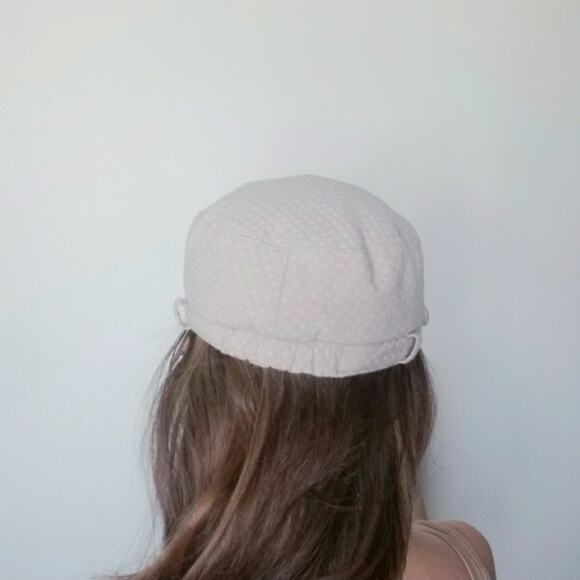 Grace Anthropologie Newsboy Hat Rope Detail Cream with White Polka Dots One Size - Picture 3 of 7